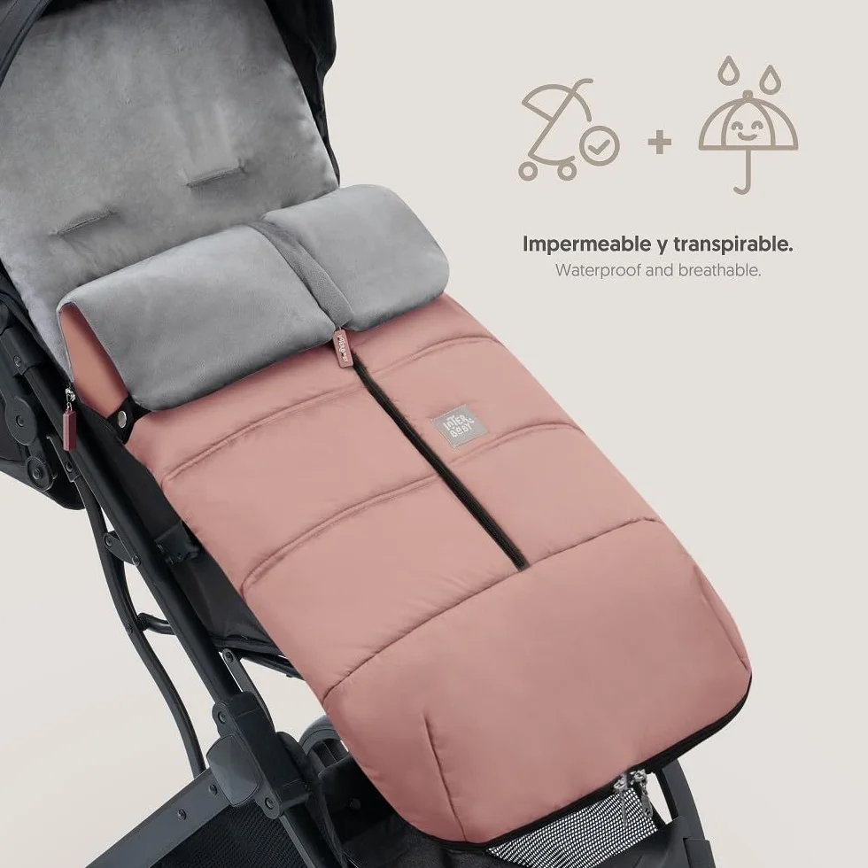 Interbaby Universal Fußsack Kinderwagen Winter | Weiche, Warme, Wintersack Kinderwagen | Abnehmbare fußsack, Doppelte Öffnung, Leicht zu Waschen, Antiallergene Materialien, Rosa