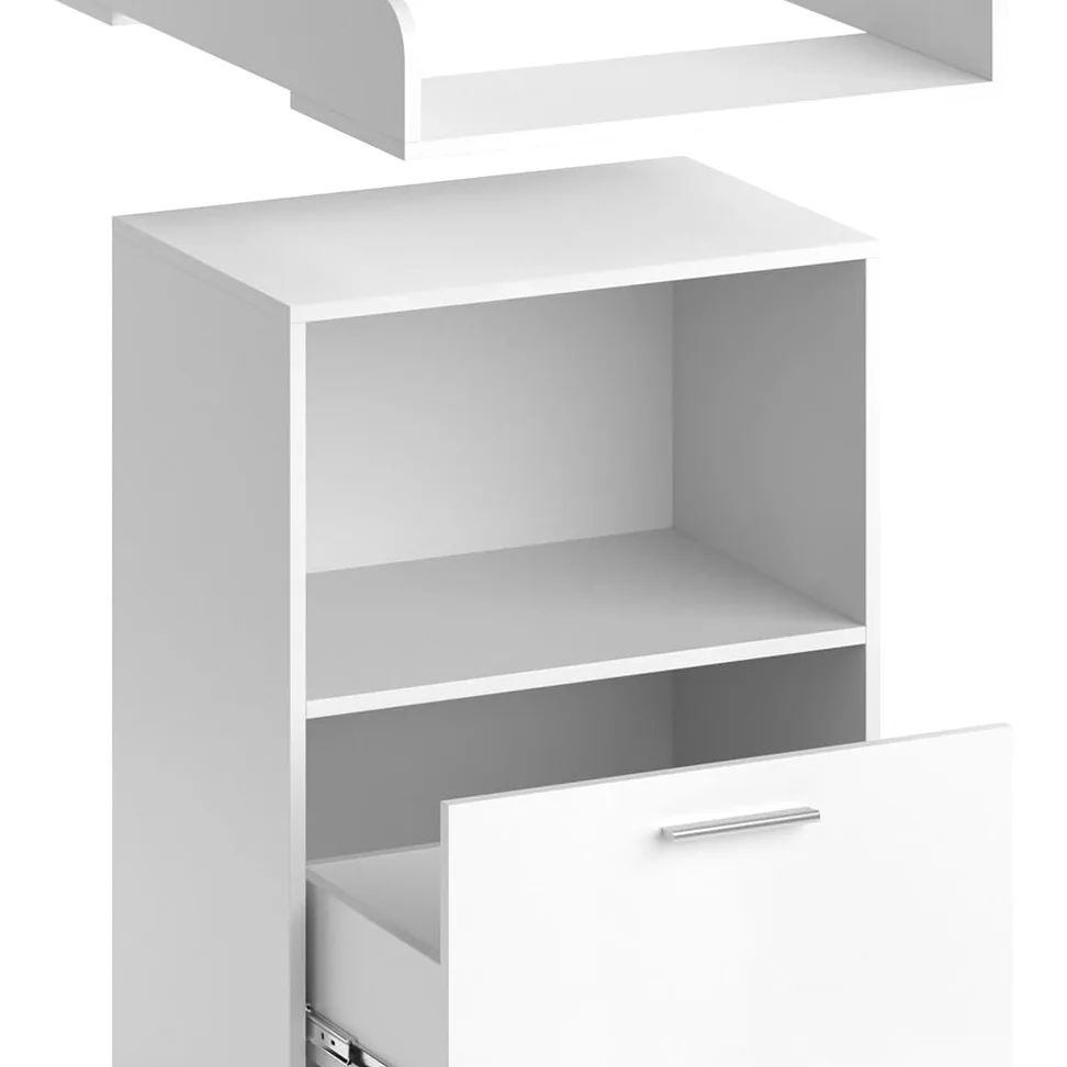 Vicco Wickelkommode Leo, Weiß, 60 x 103 cm | mit Schublade, mit offenem Regal für schnellen Zugriff auf Pflegeutensilien