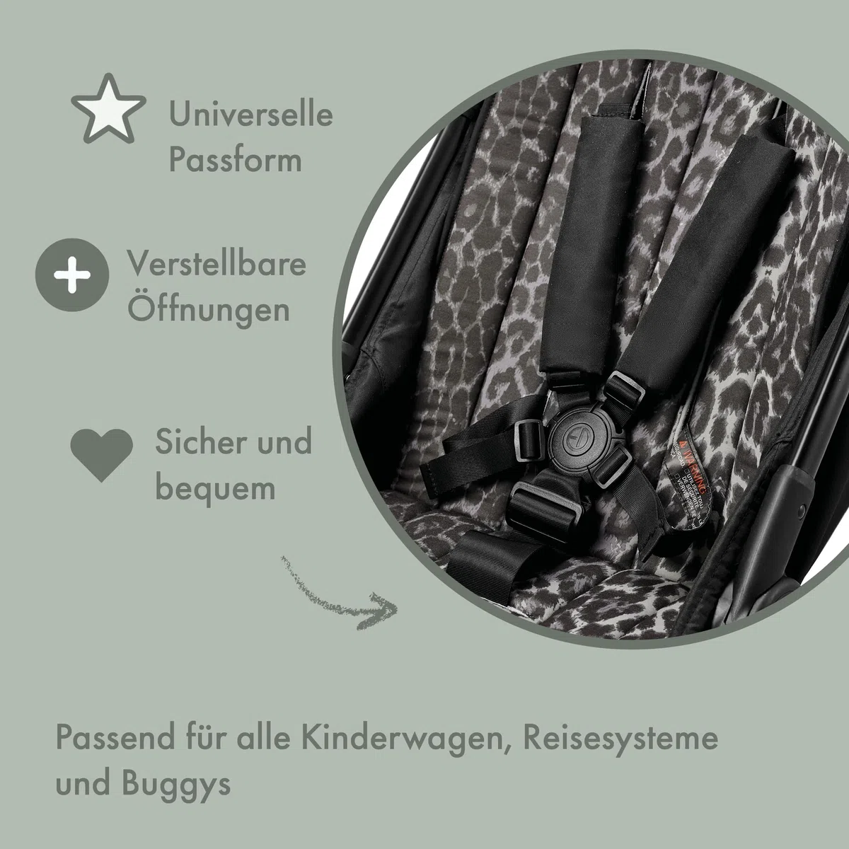 Elodie Details Universelle Kinderwagen Sitzauflage Wendbar Gepolstert und Waschbar Einlage Kinderwagen CosyCushion Buggy Auflage - Le Leopard