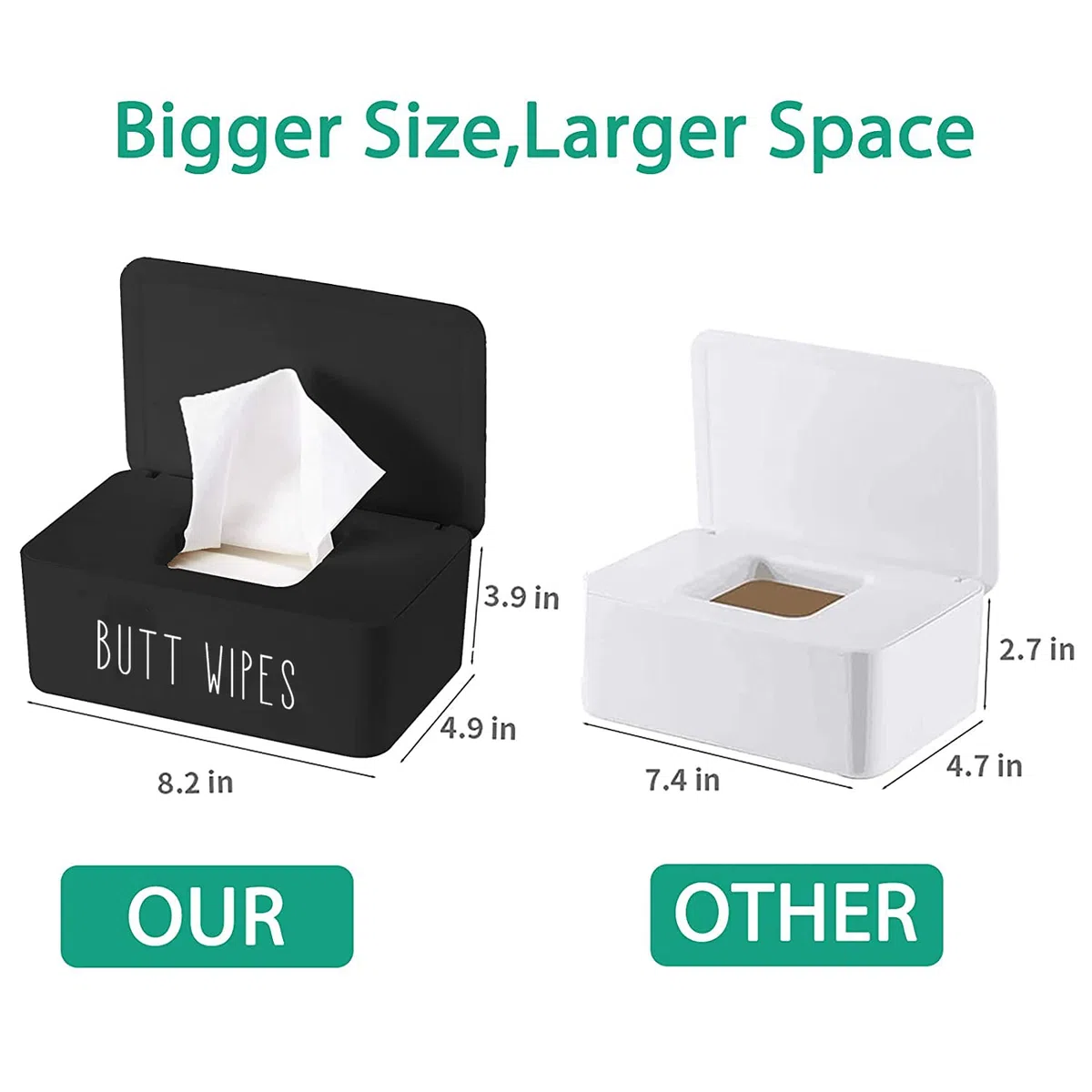 Moorfowl Spender für Feuchttücher für Badezimmer, 21,6 x 12,4 x 9,9 cm (L x B x H) | Große Kapazität, spülbarer Tücherhalter, Behälter für Toilette