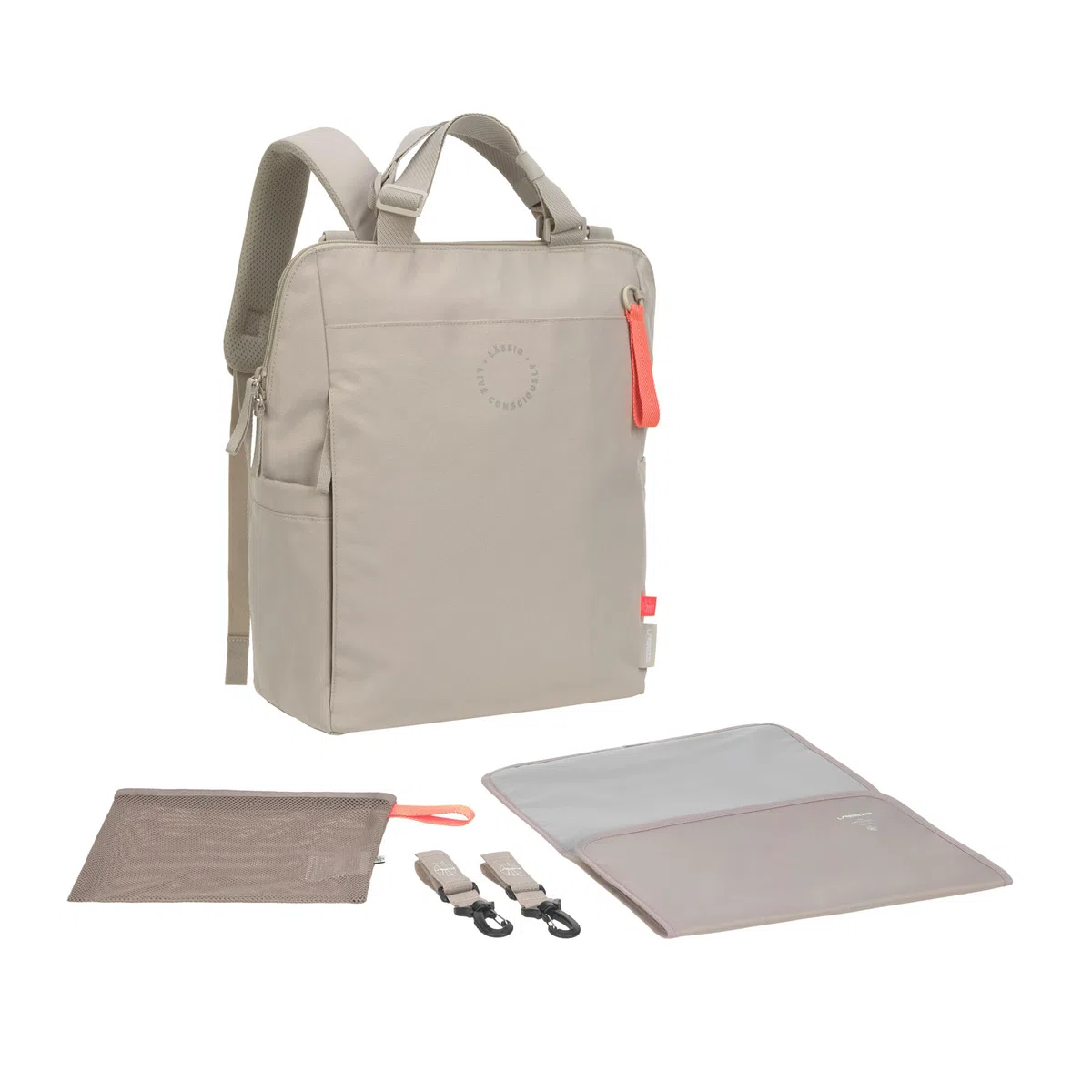 LÄSSIG Baby Wickelrucksack Wickeltasche mit Wickelunterlage, Kinderwagenbefestigung, Netztasche