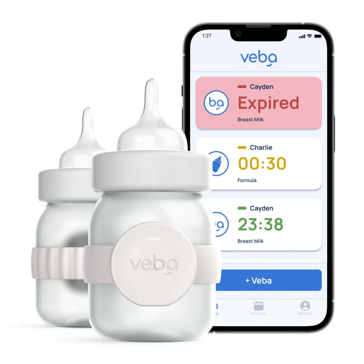 Veba Smart Baby Bottle Monitor [WIE SEEN ON Shark Tank], Smart Milk Tracker, Nursing Essentials, Tracking Breast Milk Expiration Date & Formula, Monitor