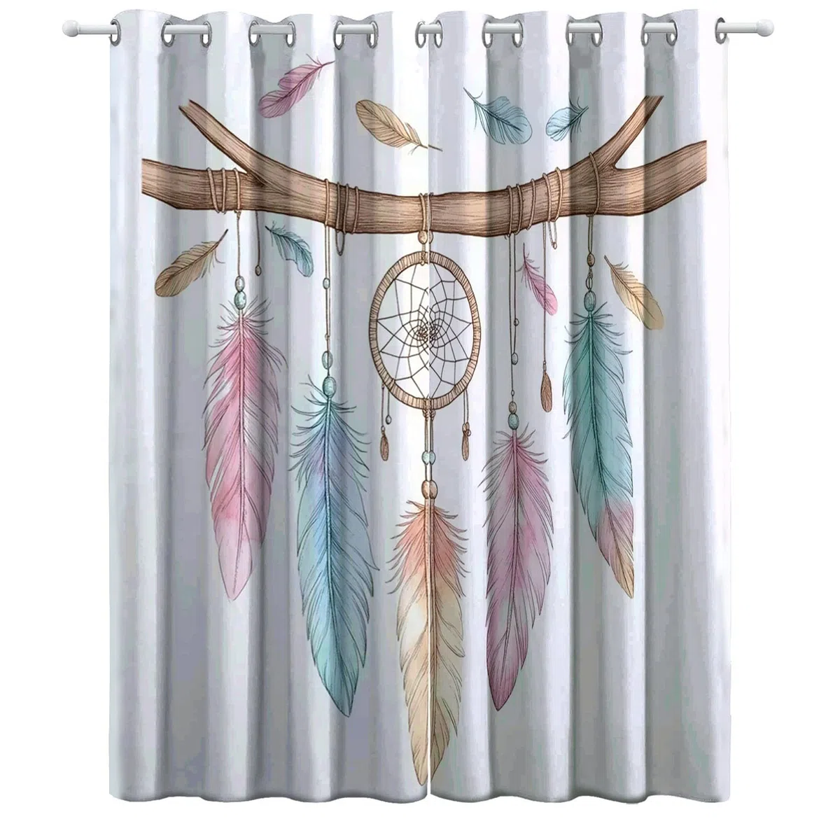 Generisch Verdunklungsvorhänge Traumfänger H215 x B110 cm Vorhang Blickdicht Wohnzimmer Modern Gardinen Sonnenschutz Verdunkelungsvorhang für Kinderzimmer 2er Set