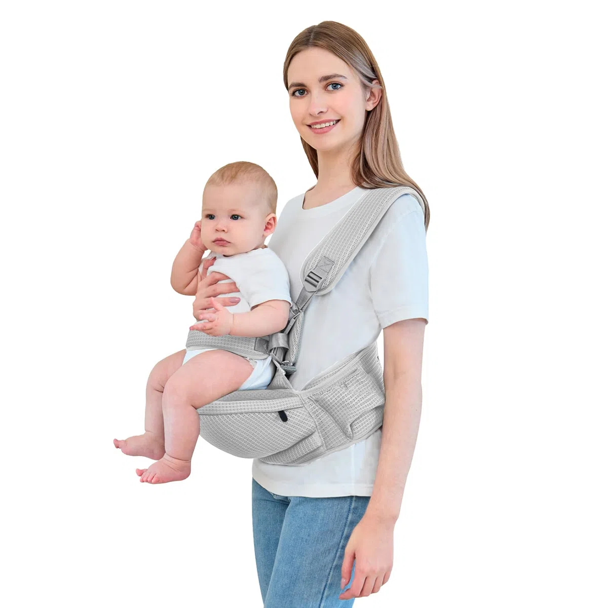IULONEE Tragetuch Babytrage Neugeborene Ab Geburt Hüfttrage Kleinkind Trage Hüftsitzträger Ergonomischer Tragehilfe Babytrage Baby Hüftsitz Tragehilfe Für Neugeborene (Grau)