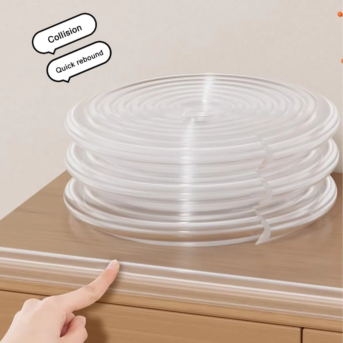 Stabile Tischkantenschutzstreifen,Treppenstufen Schutzstreifen,auf Maß Zuschneidbar,Leicht Zu Reinigen,Formstabil,Selbstklebende Rückseite,für Tischkanten(Transparent,6 m/19.6 ft)