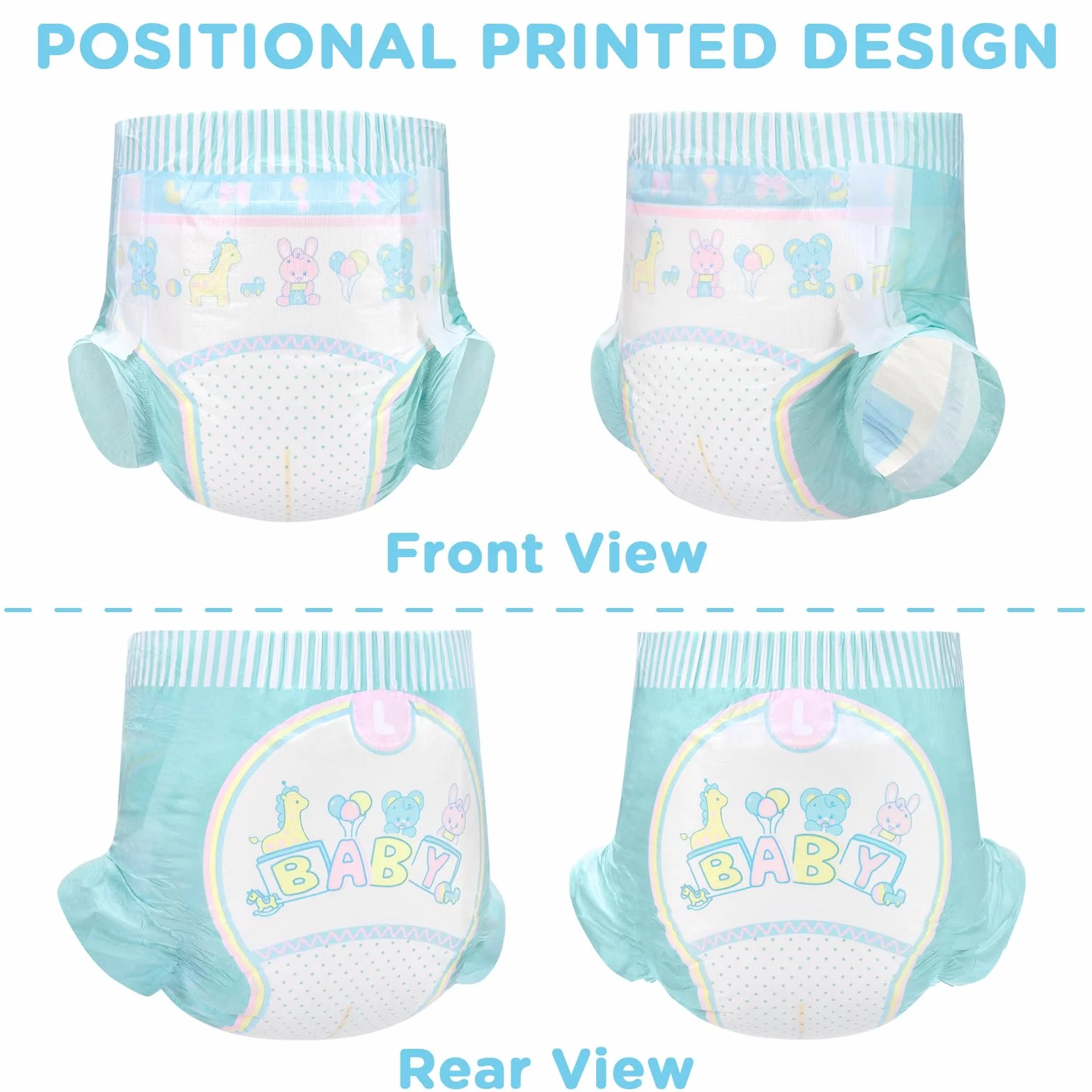 LittleForBig 5500-5800 ml Verstellbarer Klettverschluss Erwachsenen Gedruckten Windeln 10 Stück - Baby Parade (M)