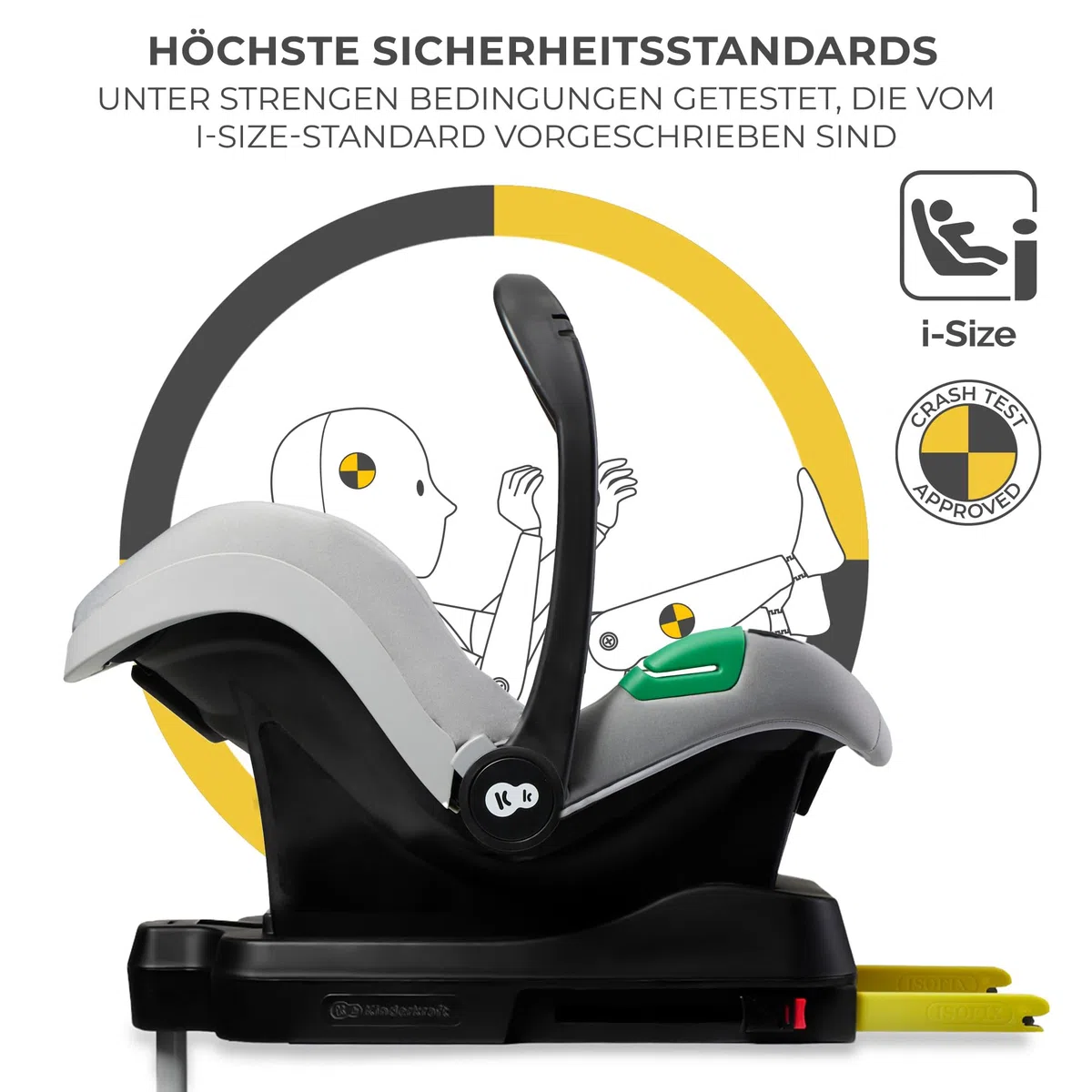 Kinderkraft 4 in 1 Kombikinderwagen Komplettset bis 22 kg mit Babyschale Regenschutz Fußsack wasserfestes Verdeck UPF50+ Schwarz