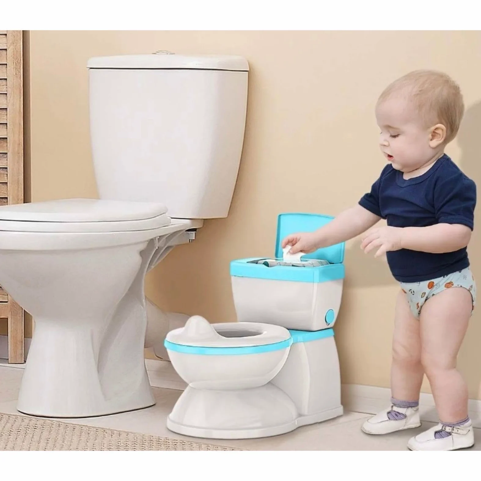 BABYBOND Kindertopf für Babys und Kinder mit Spülgeräusch Kindertöpfchen (Blau)