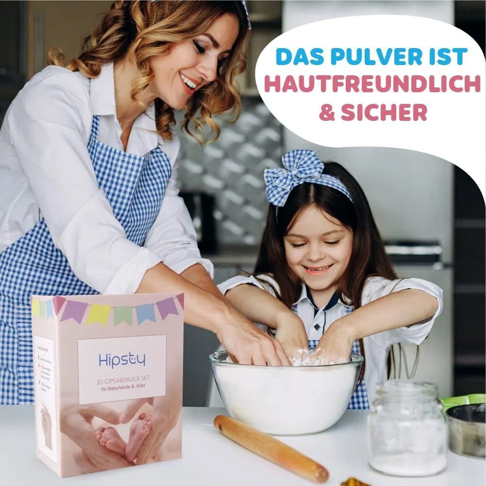 Hipsty Gipsabdruck Baby Hand und Fuß | Mehrere Abdrücke | Einzigartige Erinnerung | Erstelle mit dem Abdruckset einen wunderschönen Handabdruck oder Fußabdruck | Komplettset