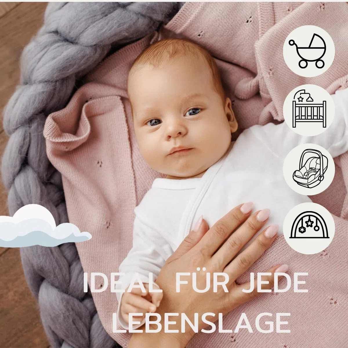 Babydecke 100% Merino Wolle I Baby Erstausstattung Neugeborene I Babydecke Winter 75 x 100 cm I Einschlagdecke babyschale Winter I Merino Decke I Wolldecke mit Geschenkbox