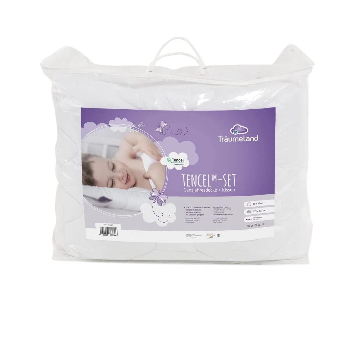 Träumeland SET TENCEL bestes Feuchtigkeitsmanagement für trockenes und hygienisches Schlafklima Decke: 135 x 200 cm, Kissen: 80 x 80 cm