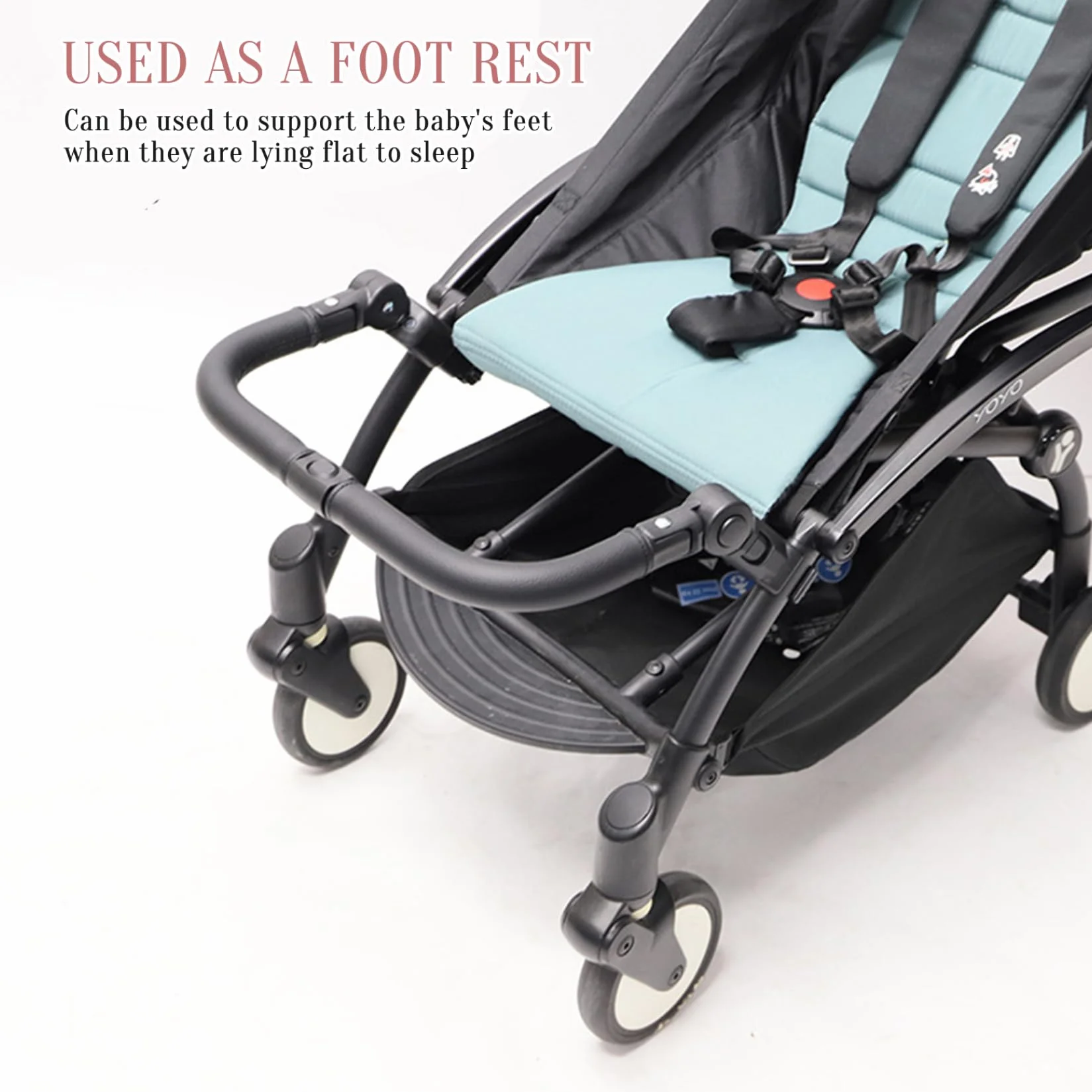 Kinderwagen-Zubehör, Kinderwagen-Stoßstange, verstellbares multifunktionales PU-Leder-Griffzubehör mit Knopfschalter für die Sicherheit von Babys und Kleinkindern