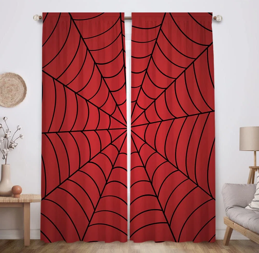 Allenjoy Superhelden-Spinnennetz, Kinder-Fenstervorhänge für Jungen, Kinderzimmer, Schlafzimmer, Kleinkind, Heimbüro, Dekorationen, Verdunkelung, maschinenwaschbar, 208.3x213.4 cm