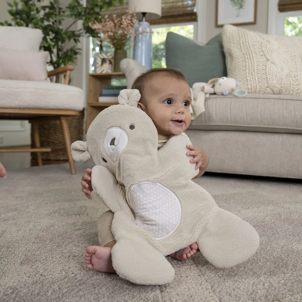 Ingenuity, InLighten Babywippe Babyschaukel mit Lichtern, Nate Bunny, Spielzeugleiste, Vibrationen, Geräuschen, Tummy Time Kissenmatte, bis zu 20 lbs, Neugeborenes+