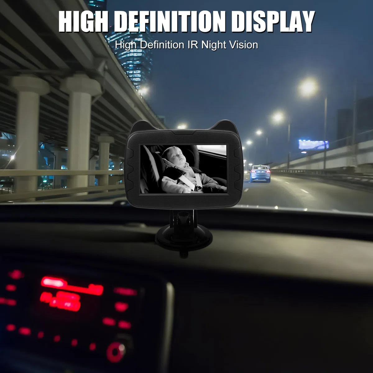 Baby-Autospiegel, 4,3 Zoll HD Display, 1080P Autospiegel mit IR Nachtsicht, mit Weitwinkel Sicherheitskamera für optimale Beobachtung Ihres Babys