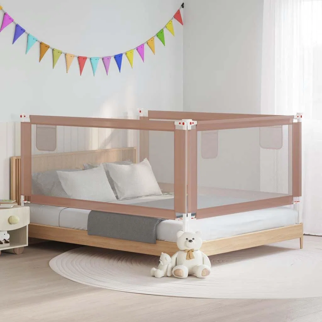 Generisch Kleinkind-Bettschutzgitter Taupe 190x25 cm Stoff,Baby & Kleinkind,Babysicherheit,Baby-Bettschutzgitter-10223