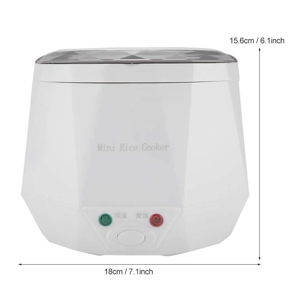 1.6 L Mini Reiskocher Elektrische Lunchbox Mini Electric Pot Tragbarer Multifunktionskochtopf Dampfgarer mit Antihaft Innentopf für truck Einsatz, 24V 140W(Weiß )