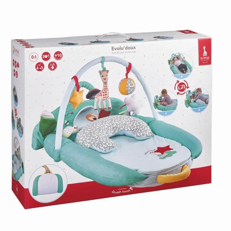 Sophie la Girafe - Fresh Touch - Evolu'doux Spielplatz | Spiegel Rassel Beißring Perlen und Reißverschluss zum Entdecken | 5 Spielpositionen | sensorische Entwicklung | Geschenkidee