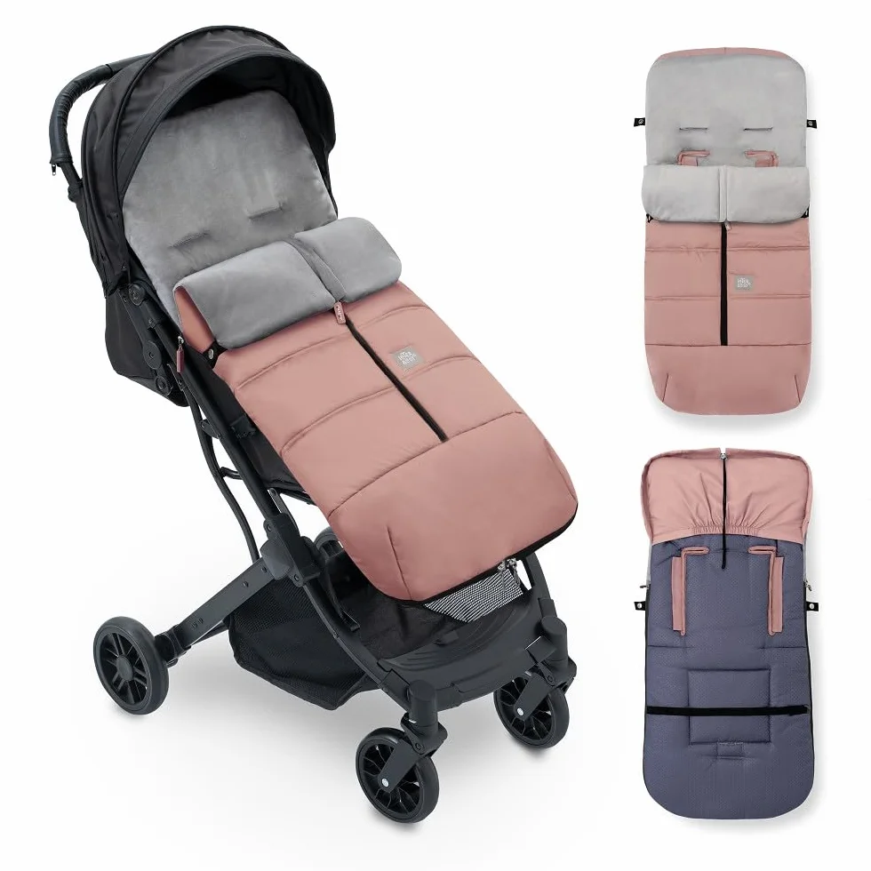 Interbaby Universal Fußsack Kinderwagen Winter | Weiche, Warme, Wintersack Kinderwagen | Abnehmbare fußsack, Doppelte Öffnung, Leicht zu Waschen, Antiallergene Materialien, Rosa