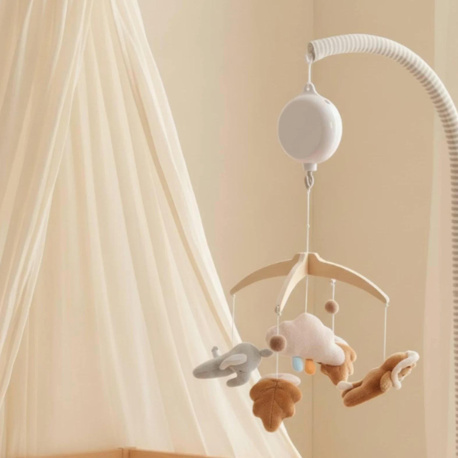 Amagogo Mobile Kinderbett Mobile Spieluhr Mobile Hängemobile Bettkarussell mit Gebogenem Tragearm Stabiler Schraubklemme Und, Kristallflausch-Elefant Mit Kunststoffhalterung Und Spieluhr-Set