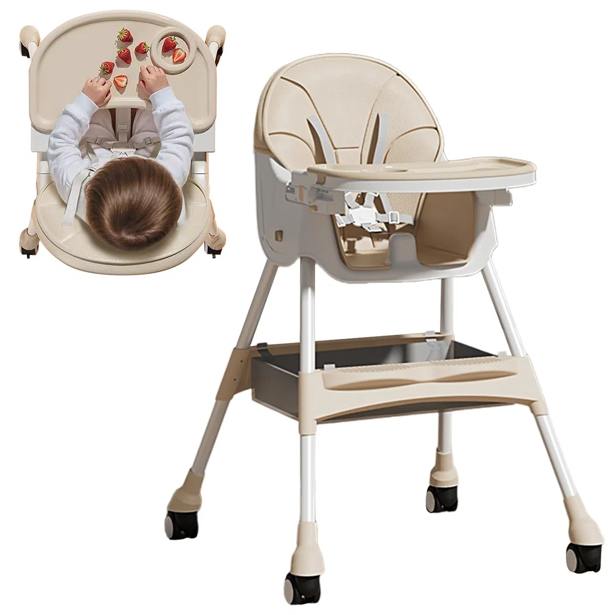 Hochstuhl Verstellbarer Kinder Lern Esstischstuhl | Mit Lounger- und Jumper-Funktion, Klappbarer Schaukelsitz für Camping, Fütterung, Reise, Essen, Küche, Restaurant, Outdoor,