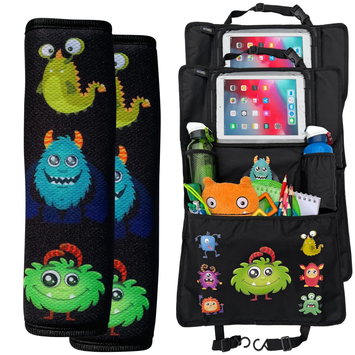 HECKBO 2x Monster Gurtschoner + 2x Monster Organizer