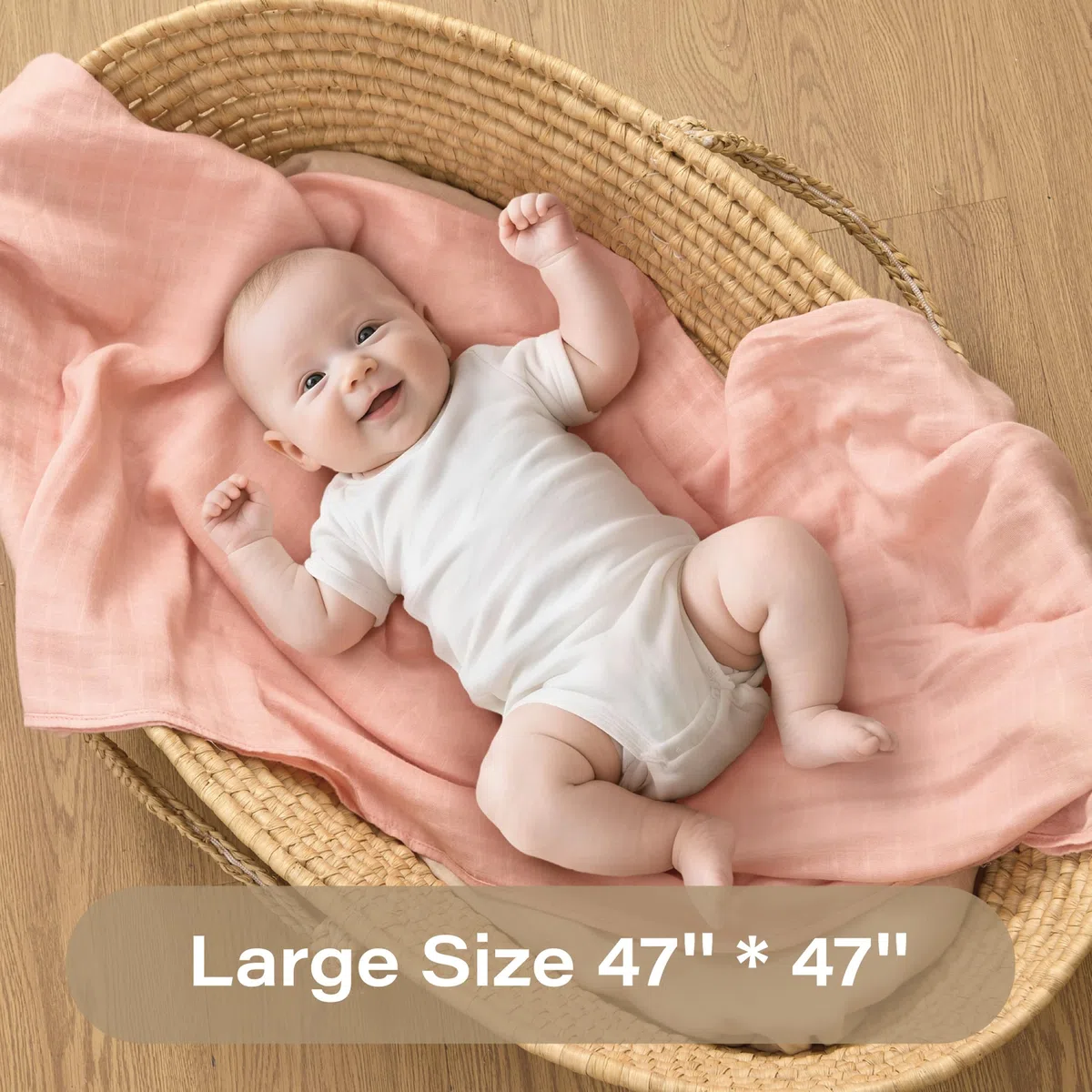 Moonkie Muslin Swaddle Blanket, Essentials Baby Empfangsdecke für Mädchen und Jungen, Säugling tragbar Swaddling Set, 47 x 47 Zoll, 4 Pack (Light Sea Green/Fall Yellow/Beige/Natural)