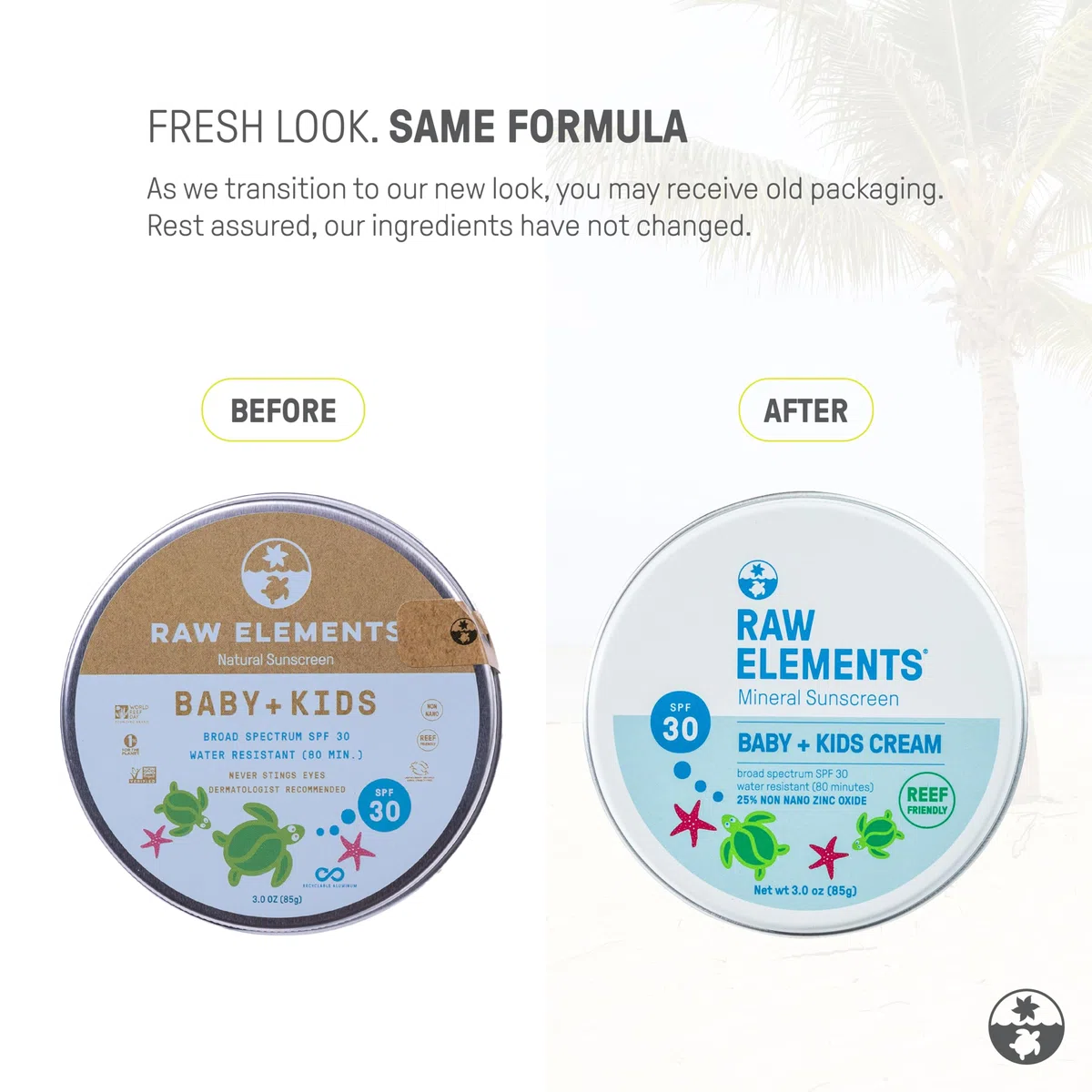 Raw Elements Baby + Kids LSF 30 Bio-Sonnencreme Lotion ohne Nano-Zinkoxid, griffsicher, tierversuchsfrei, sanft und feuchtigkeitsspendend, Zero Waste Dose, 85 ml | Nicht-Nano-Zinkoxid mit riffsicherer Formel, Zero-Waste Tube und Wasserbeständigkeit für de