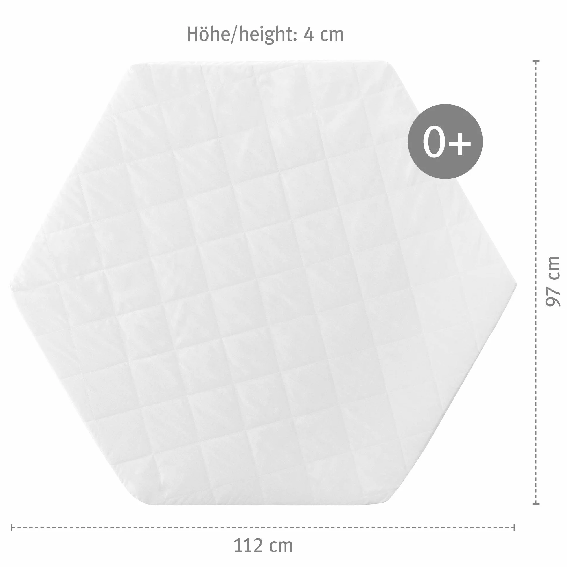 roba Laufgittermatratze 6 eckig - Matratze für Laufgitter / Laufstall hexagonal - Laufgittereinlage mit abnehmbarem Bezug - Weiß gesteppt