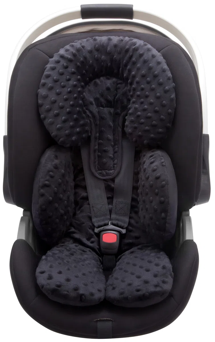 Pro Goleem Autositz-Einsatz, Baby-Kopf-Nacken-Körperstütze, weiche Minky- und Mikrofaser-Autositz-Einsatzkissen, perfekt für Autositz, Kinderwagen, 2-in-1 wendbar, Jungen und Mädchen, Schwarz