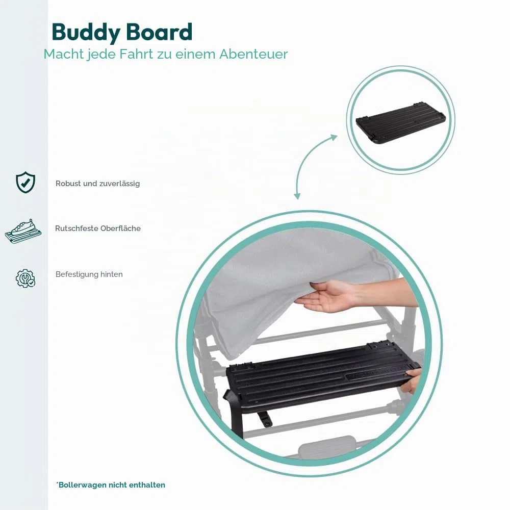 WONDERFOLD Buddy Board Wagon Kinderwagen Stehbrett – Aufstellaufsatz mit rutschfester Oberfläche für Kleinkinder, leicht zusammenklappbar (kompatibel mit W4-Modellen)