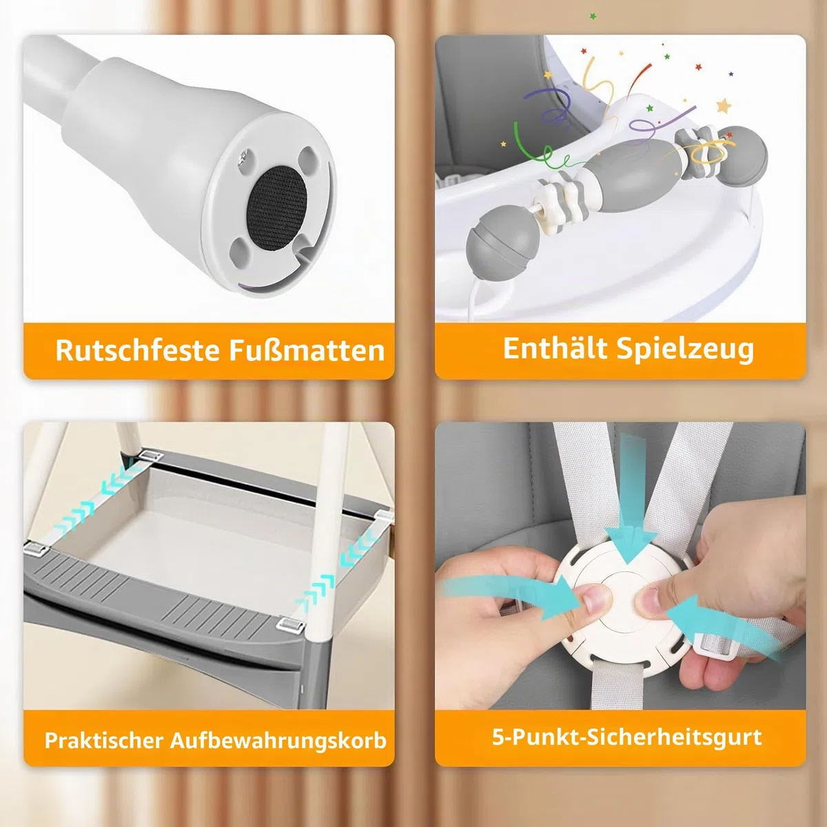UBRAVOO 3-in-1 Babyhochstuhl, Kinderstuhl Klappbar Baby Hochstuhl ab 6 Monate, Umwandelbarer Ess- und Spielhochstuhl mit Doppellagigem Essteller und Spielzeugregal
