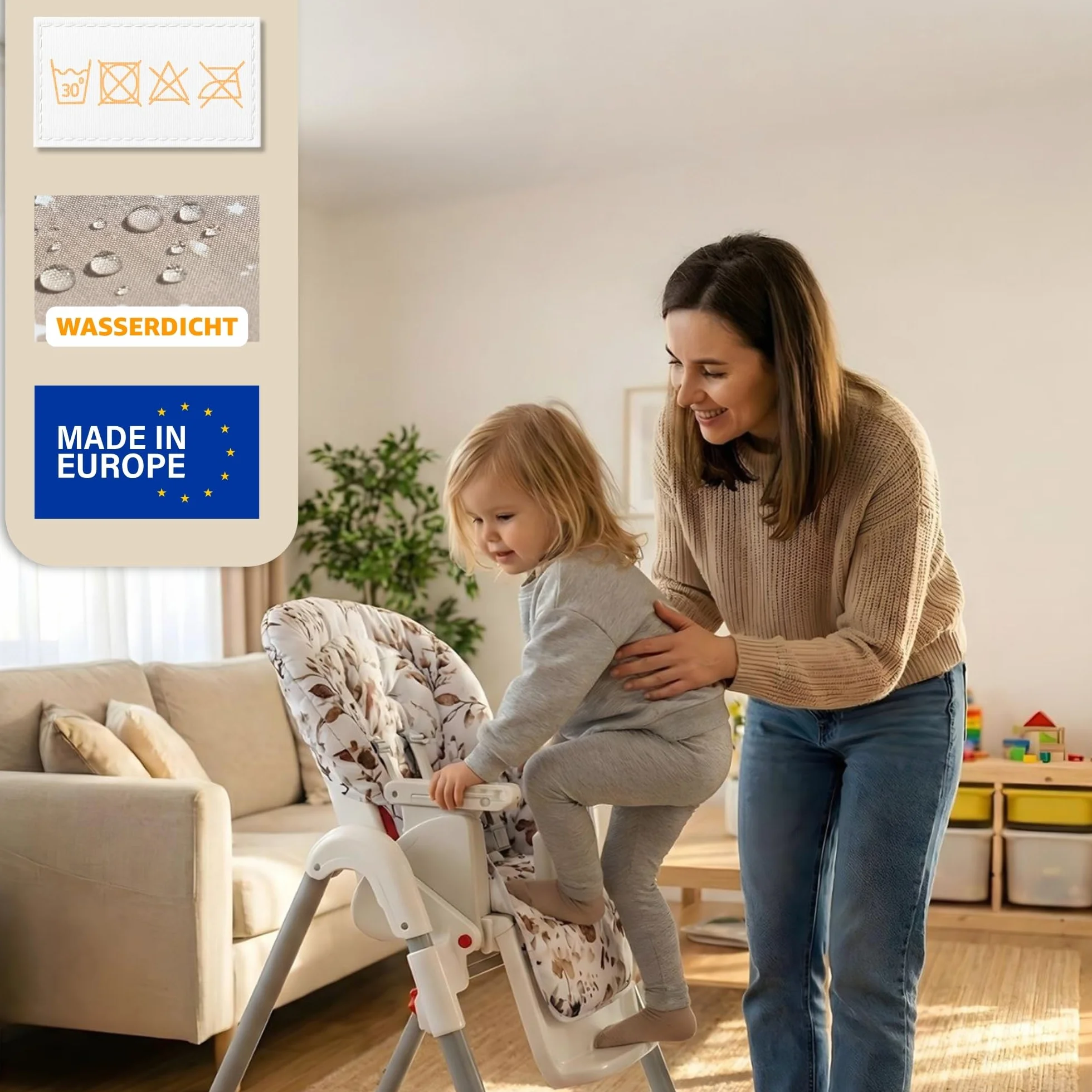Sitzverkleinerer für Hochstuhl Baby Sitzkissen Stuhl - Kinder Sitzauflage für Ikea Peg Perego Kinderhochstuhl Chair Cover für Kinderstuhl Babystuhl und Hochstühle Zertifikat Oeko-Tex Galaxie