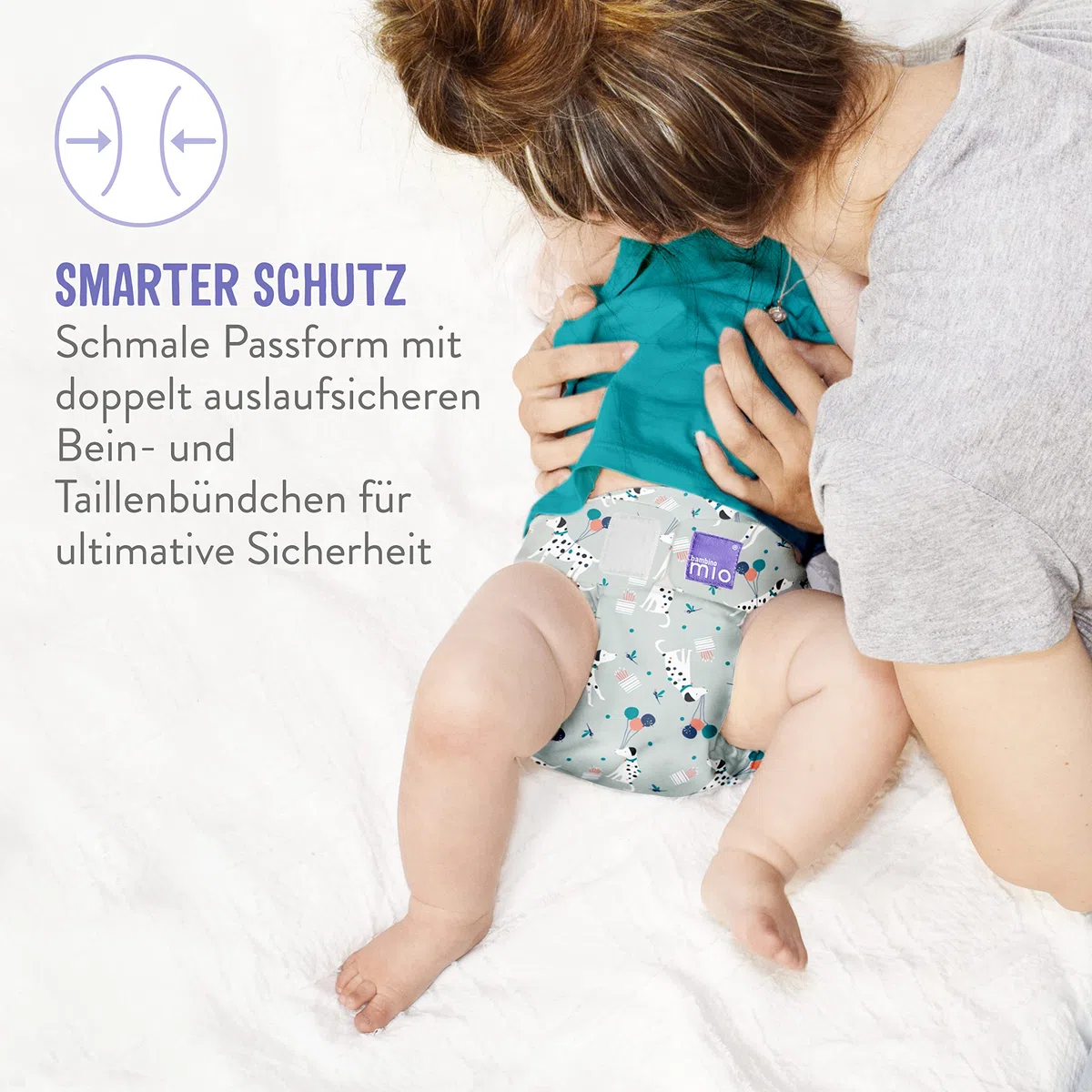 Bambino Mio, Mioduo All-in-Two Stoffwindel, bio chemikalienfreie Windel, Weiss, Size 1 (<9Kgs)
