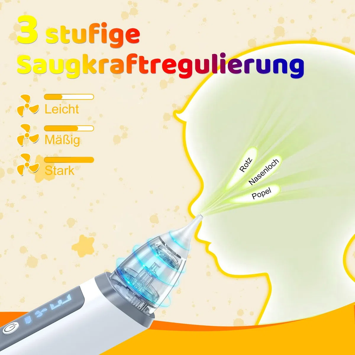 Nasensauger Baby, Baby Nasensauger Elektrisch, Lindert Sanft Die Verstopfte Nase Ihres Babys, Verfügt Über Eine Musikfunktion und 3 Saugstufen, Geeignet für Kinder Im Alter von 0 bis 12 Jahren