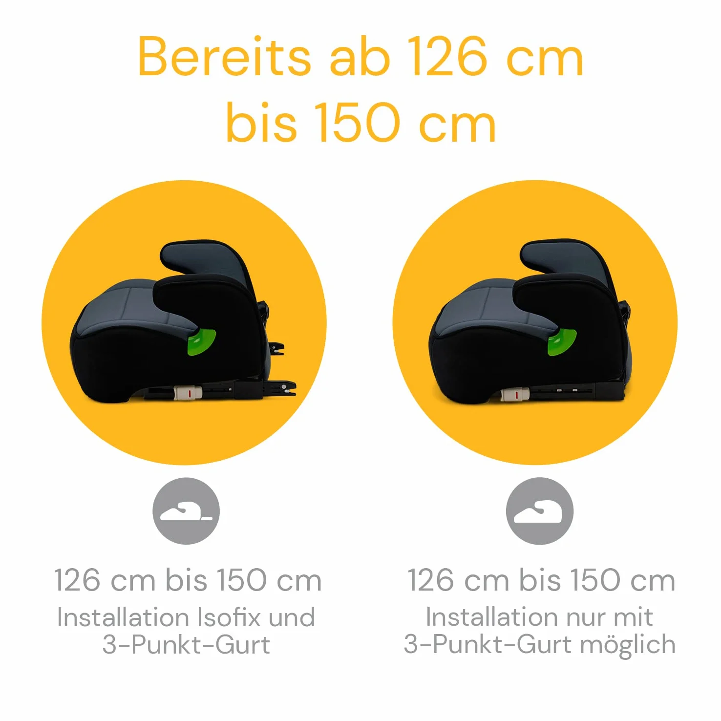 Osann Junior Isofix Gurtfix i-Size Sitzerhöhung mit Isofix Auto Kinder 126-150 cm Nero