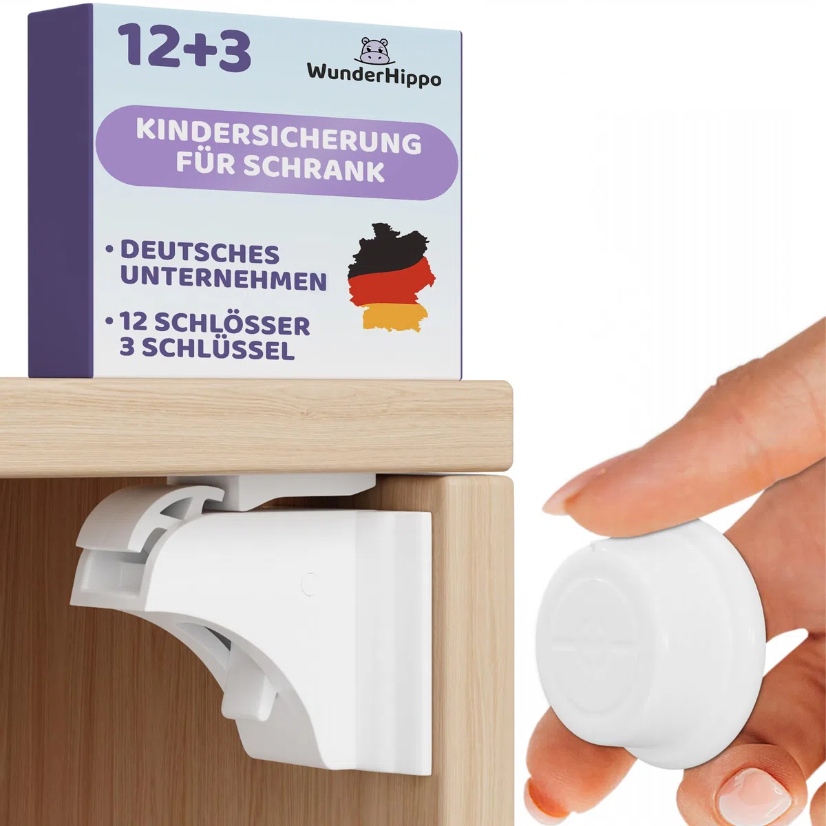 Magnetische Kindersicherung 12 Schlösser 3 Schlüssel Unsichtbarer Magnetverschluss Schranksicherung Schubladensicherung ohne Bohren Weiß