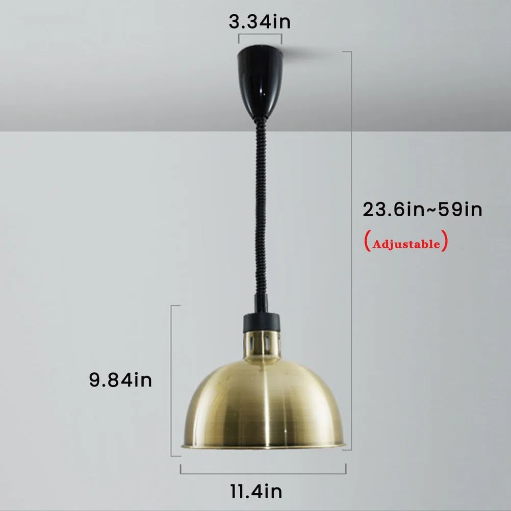 Kommerzielle Lebensmittelwärmelampe, Hängelampe, Deckenwärmer-Licht und einziehbare Lebensmittelheizlampe für Restaurant, 250 WWaluz aus Rüstungsnahrung, Bronze