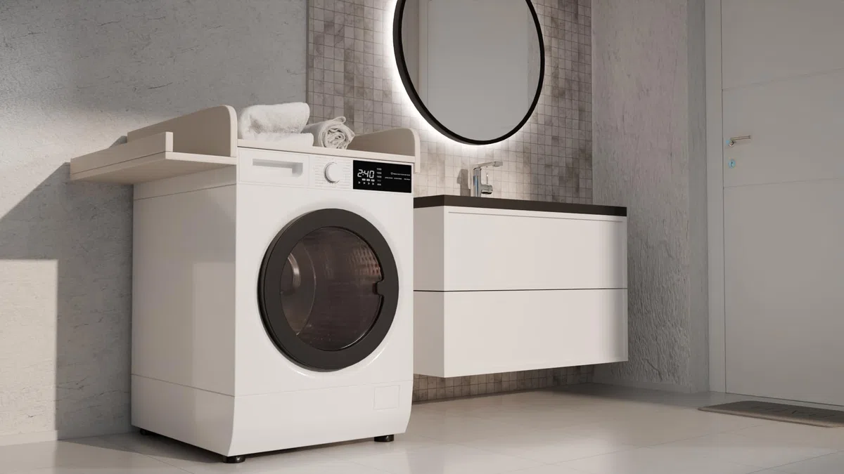 Wickelaufsatz für Waschmaschine – Wickelauflage 60x70 cm – Laminierte Holzplatte – Kaschmir – 82x72x10 cm – Sicherer & Platzsparender Wickeltischaufsatz