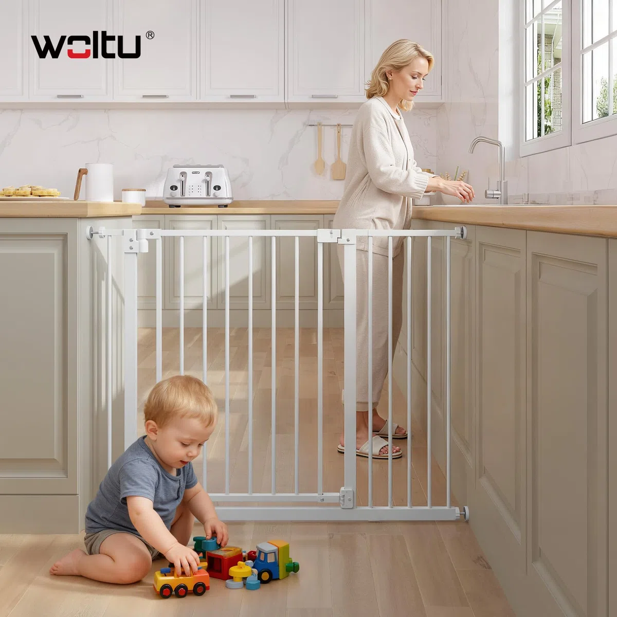 WOLTU Verlängerung für Tür- und Treppenschutzgitter | Metall Erweiterung ohne Bohren | Zubehör für Kinderschutzgitter | 13 cm, Weiß