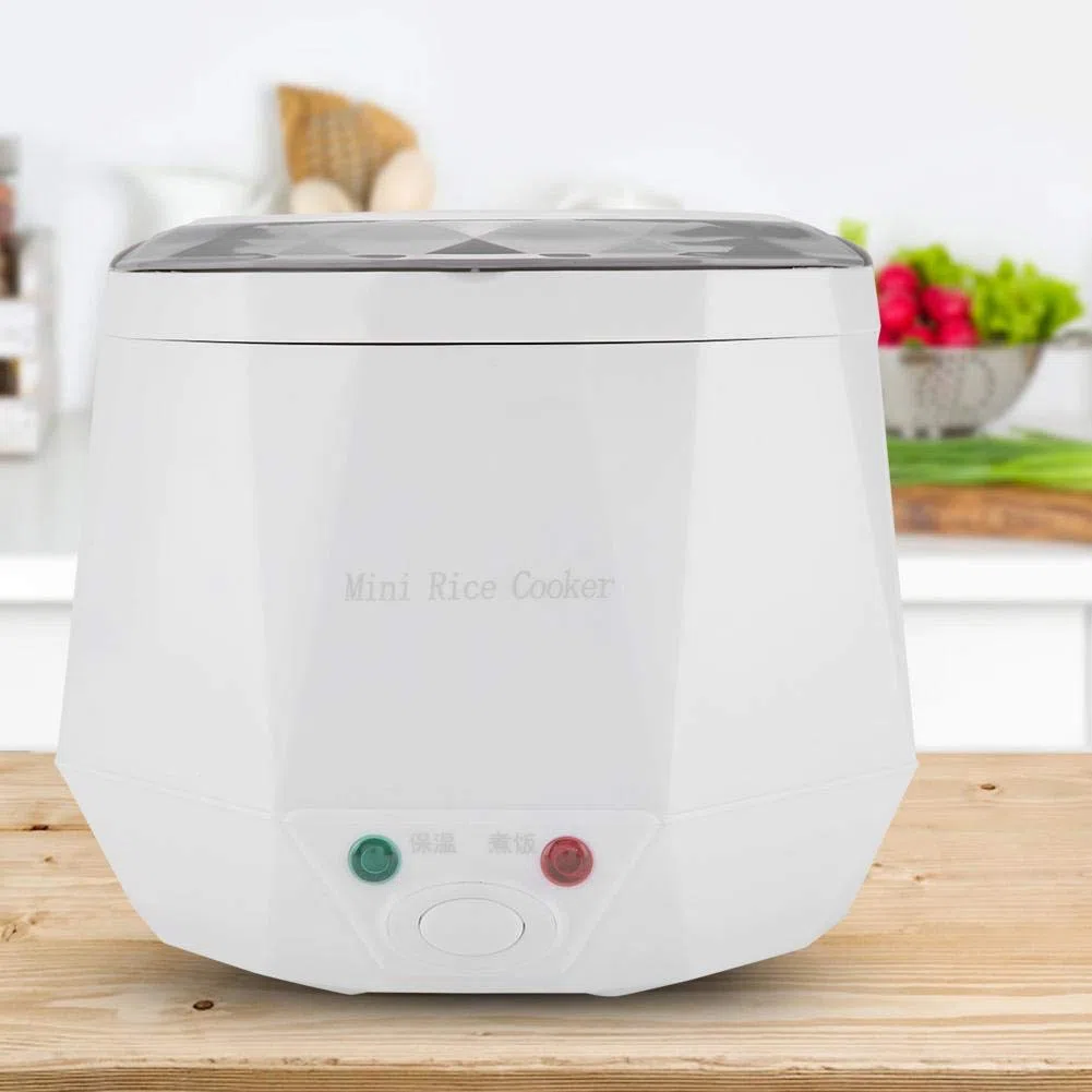 1.6 L Mini Reiskocher Elektrische Lunchbox Mini Electric Pot Tragbarer Multifunktionskochtopf Dampfgarer mit Antihaft Innentopf für truck Einsatz, 24V 140W(Weiß )