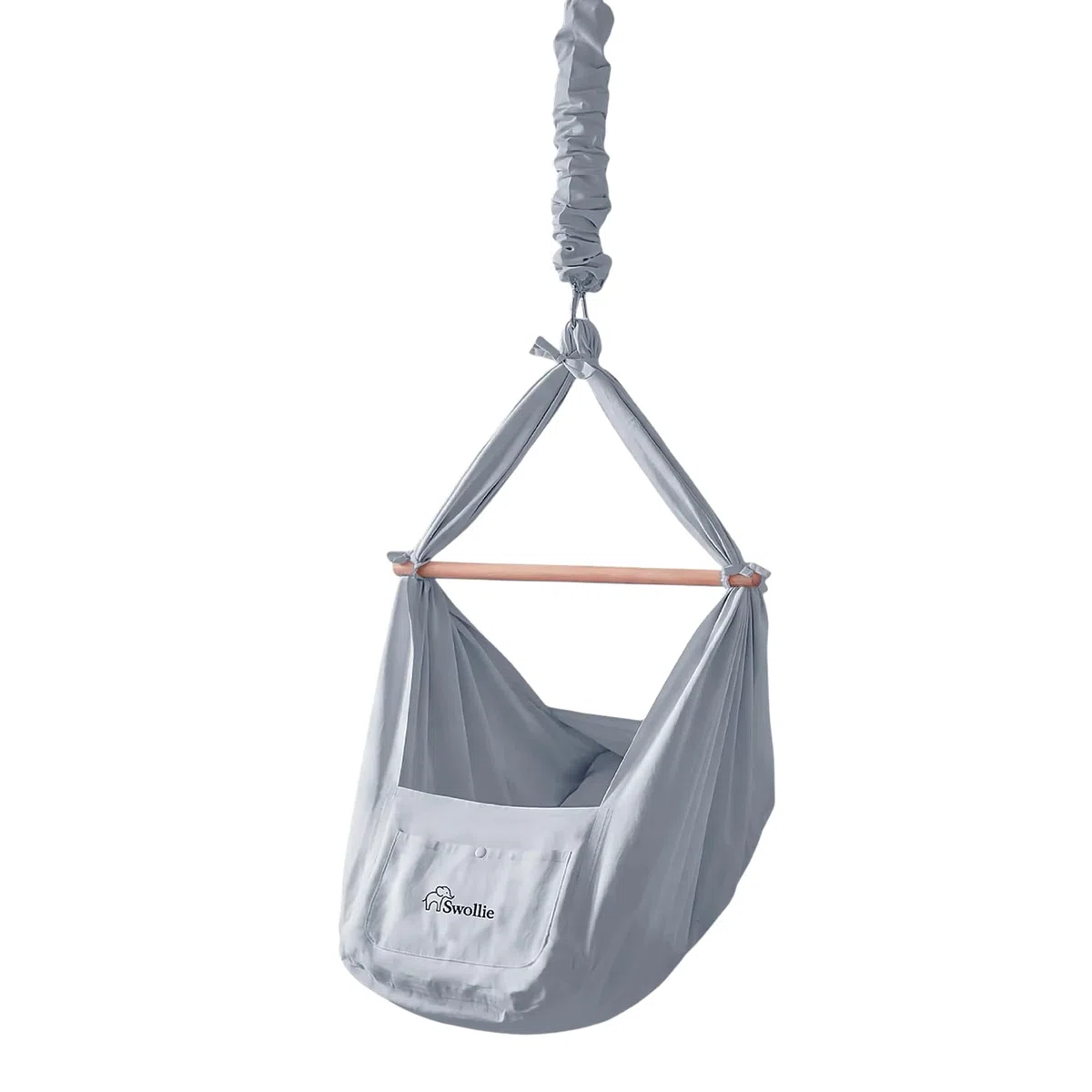 Premium Baby-Federwiege Blau | Bio-Baumwolle | für Babys ab Geburt bis 15 Kg | Schafwollmatratze | ergonomische Liegefläche |