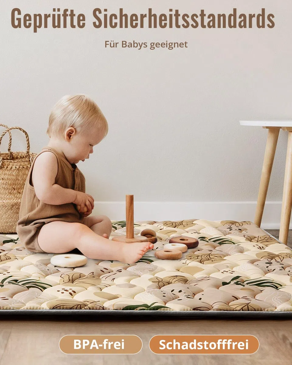 Blissful Diary Krabbelmatte Baby Spielmatte 180x150cm Krabbeldecke für Baby | Faltbar Baby Teppich, Waschbar, Rutschfeste Playmat, Extra Dicke Bodenmatte Kinder, Baby Essentials Geschenk Jungen Mädchen