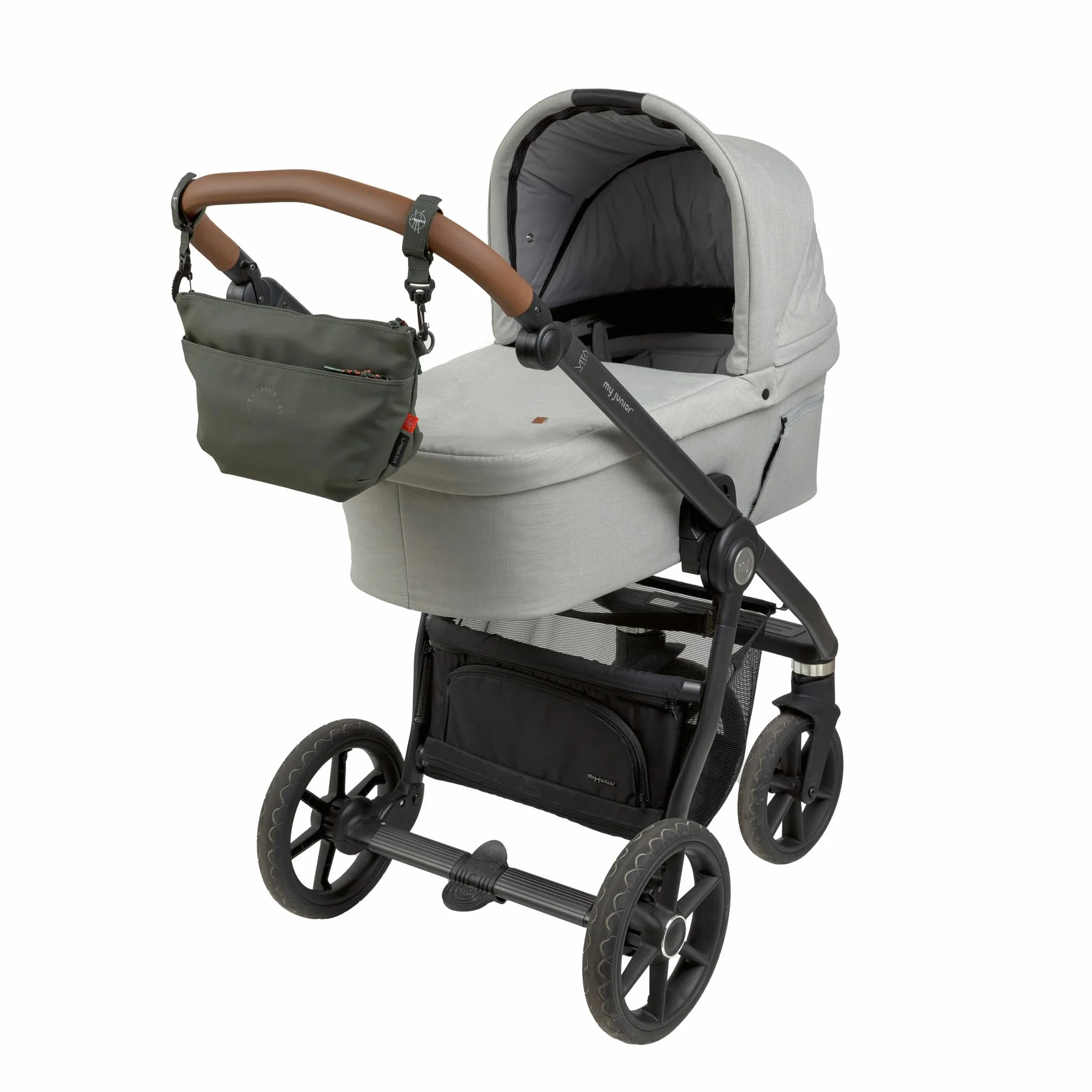 LÄSSIG Baby Kinderwagenorganizer Umhängetasche Kinderwagentasche inkl. Kinderwagenbefestigung/Buggy Bum Bag dark olive