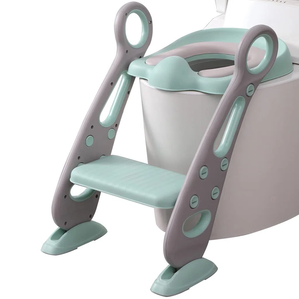 Topfchentrainer Mit Leiter Einstellbar Toilettensitz Mit Treppe Mit PU-Kissen, Zusammenklappbar Toilettentrainer Mit Treppe Für Jungen Und Mädchen, Belastbarkeit 80kg