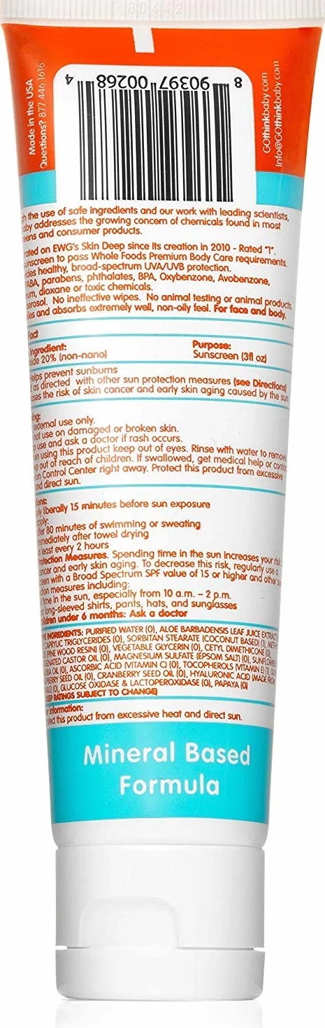 THINKBABY, Sonnenschutzmittel, Baby, LSF 50+, 90 ml (2 Stück), 6