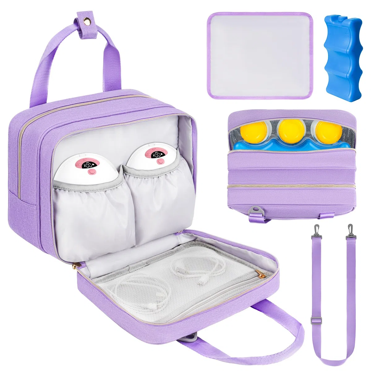 Tragbare Milchpumpentasche mit Kühlfach, kompatibel mit Momcozy M5/S12 Pro, Elvie & Medela Pumpen mit Stil