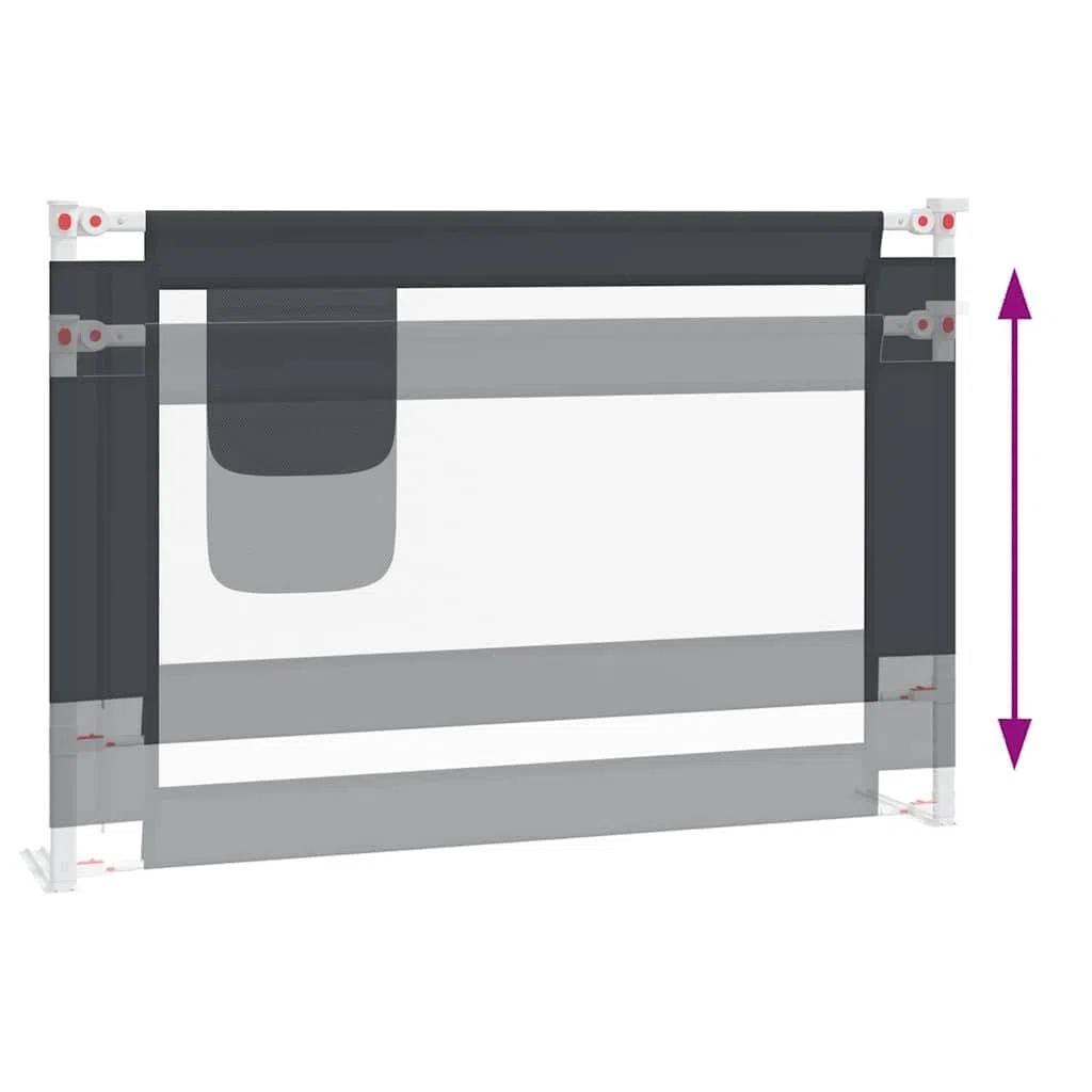 Kleinkind-Bettschutzgitter Dunkelgrau aus Stoff 100x25 cm mit Verstellbarer Höhe, Rausfallschutz und Absturzsicherung für Kinderbett, Babybett und Elternbett im Schlafzimmer