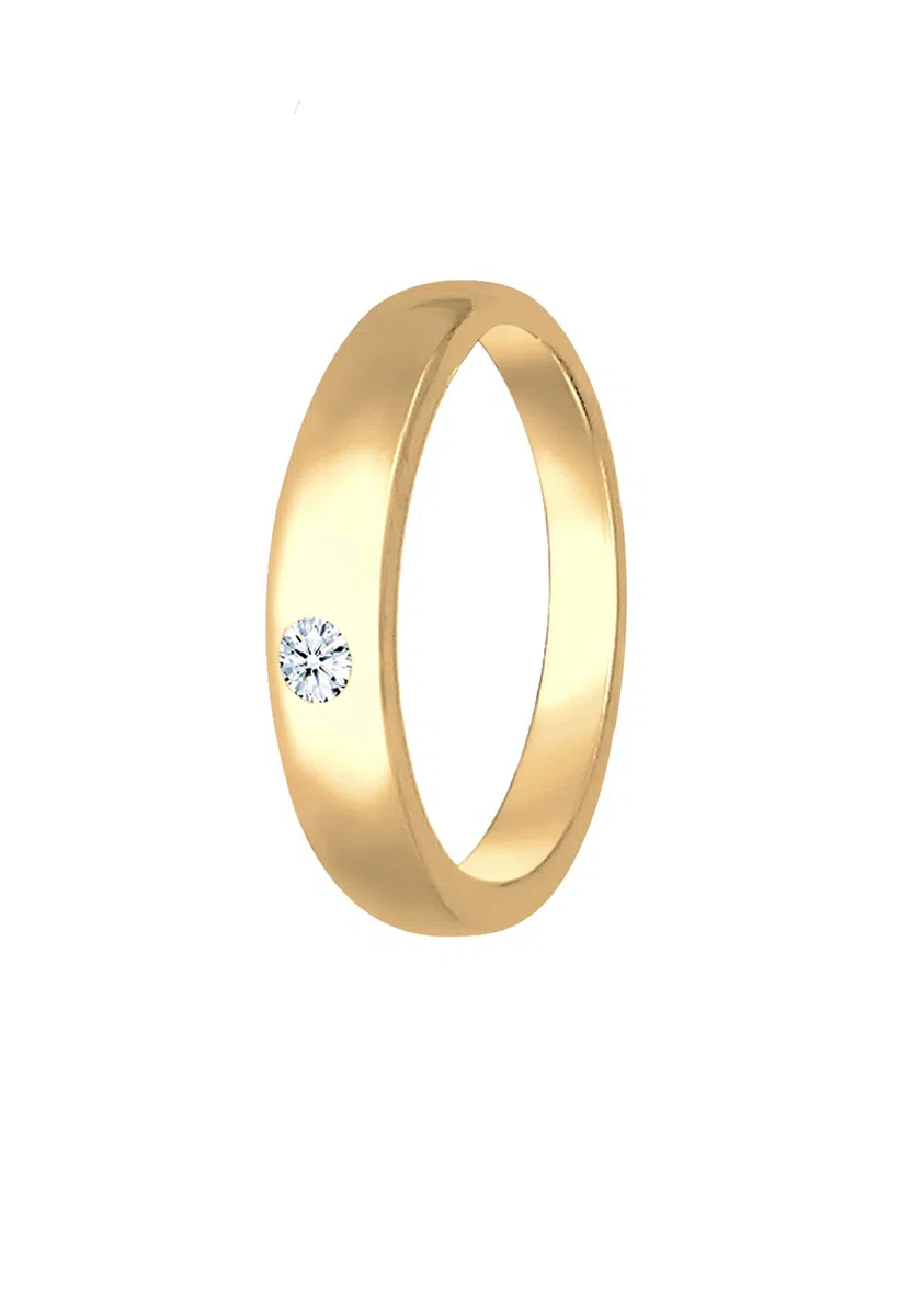 Elli DIAMONDS Anhänger Anhänger Kinder Taufring mit Diamant (0.005 ct.) in 585 Gelbgold