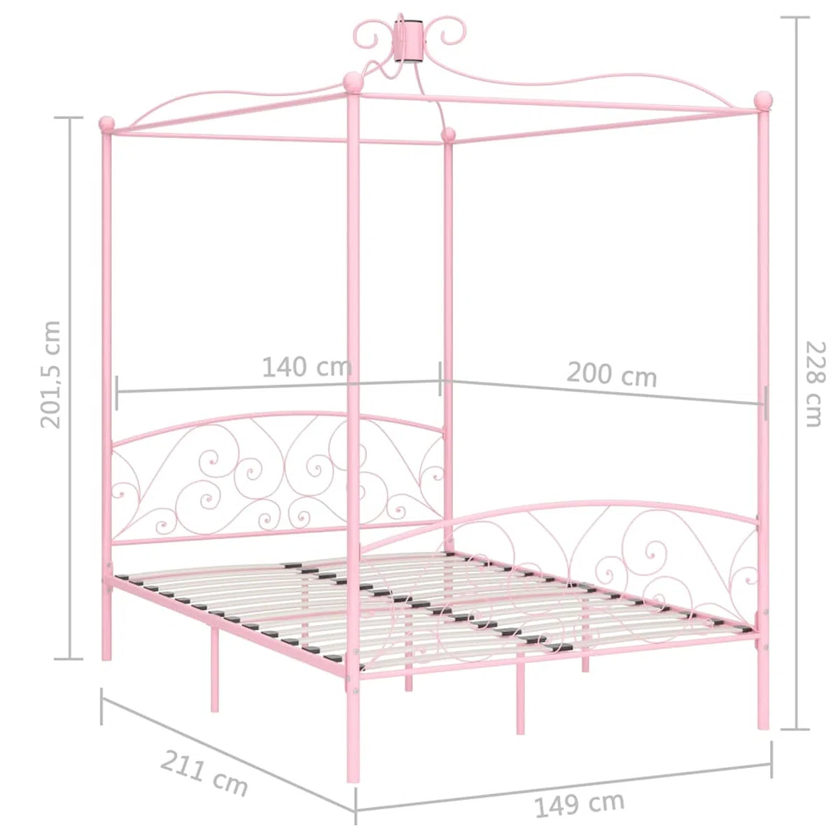 Himmelbett-Gestell Rosa Metall 140 x 200 cm Himmelstange Klemmen Betthimmel Stange Himmelbett Gestell Moskitonetz Halterung Bett